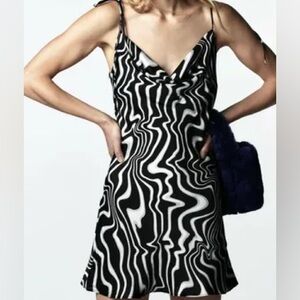 NWT Zara Black and White Mini Slip Dress